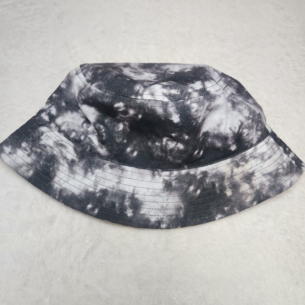 Black White Tie Dye Bucket Hat Unisex Retro 90s Streetwear Acid Wash Sun Cap